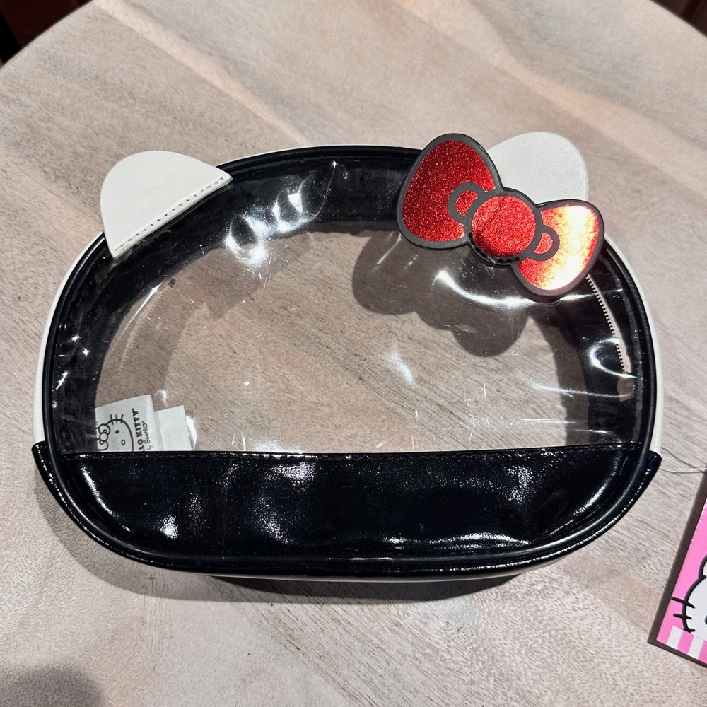 Sanrio Hello Kitty 3 Piece Travel Cosmetic Bag Set Clear Black White C6C301TJ - Picture 6 of 12